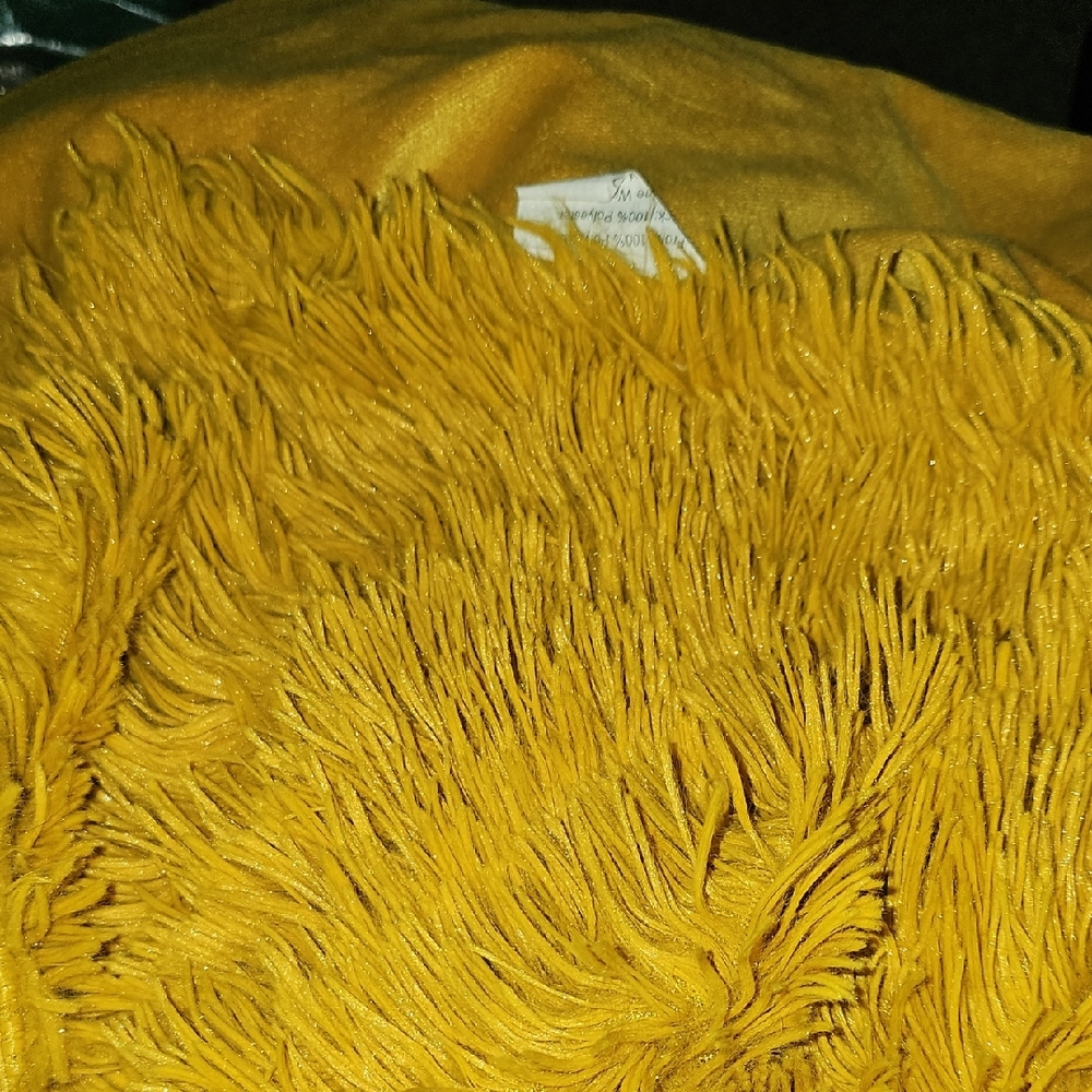 Shaggy Mustard Golden Yellow Faux Fur Throw Blanket